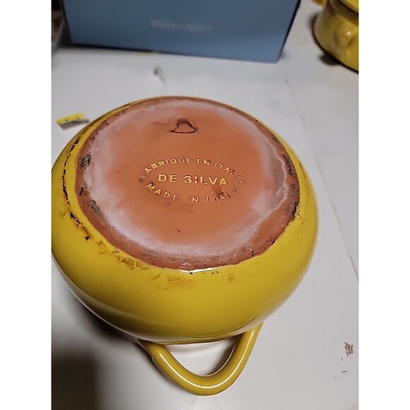 Vintage De Silva Pottery Yellow Terra Cotta Covered Stew/soup Serving Dish Italy - Picture 8 of 11
